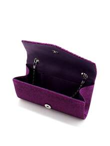 Red Color Women Evening Bags Cover Envelope Design Pary Wedding Girl Handbags With Chain Shoulder Clutch Velvet Fashion Purse - Purple - View 8