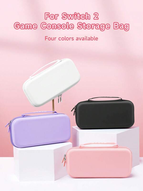 Tragbare Reisetasche in mittlerer Größe, kompatibel mit 2, Switch OLED, Schalter NS, passend für Switch Konsole, Zubehör, Spielkarten, Controller, Hartschale mit weicher Fütterung, erhältlich in Pink, Schwarz, Lila, Weiß