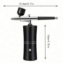 Convenience Wireless Airbrush Kit With Detachable Extended Hose, 0.3mm Dual-Action Spray Gun With 3 Bottles, Cleaning Brush Set, USB Power Cable, Mini Airbrush With 1000mAh Rechargeable Battery For Model Making, Nail Art, Automotive Painting, Beauty Sprays And DIY Crafts