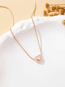 1pc Women's Heart Pendant Necklace, Silver Color Minimalist Versatile Jewelry, Suitable For Daily Wear And Gift, Valentine's Day Jewelry Gift