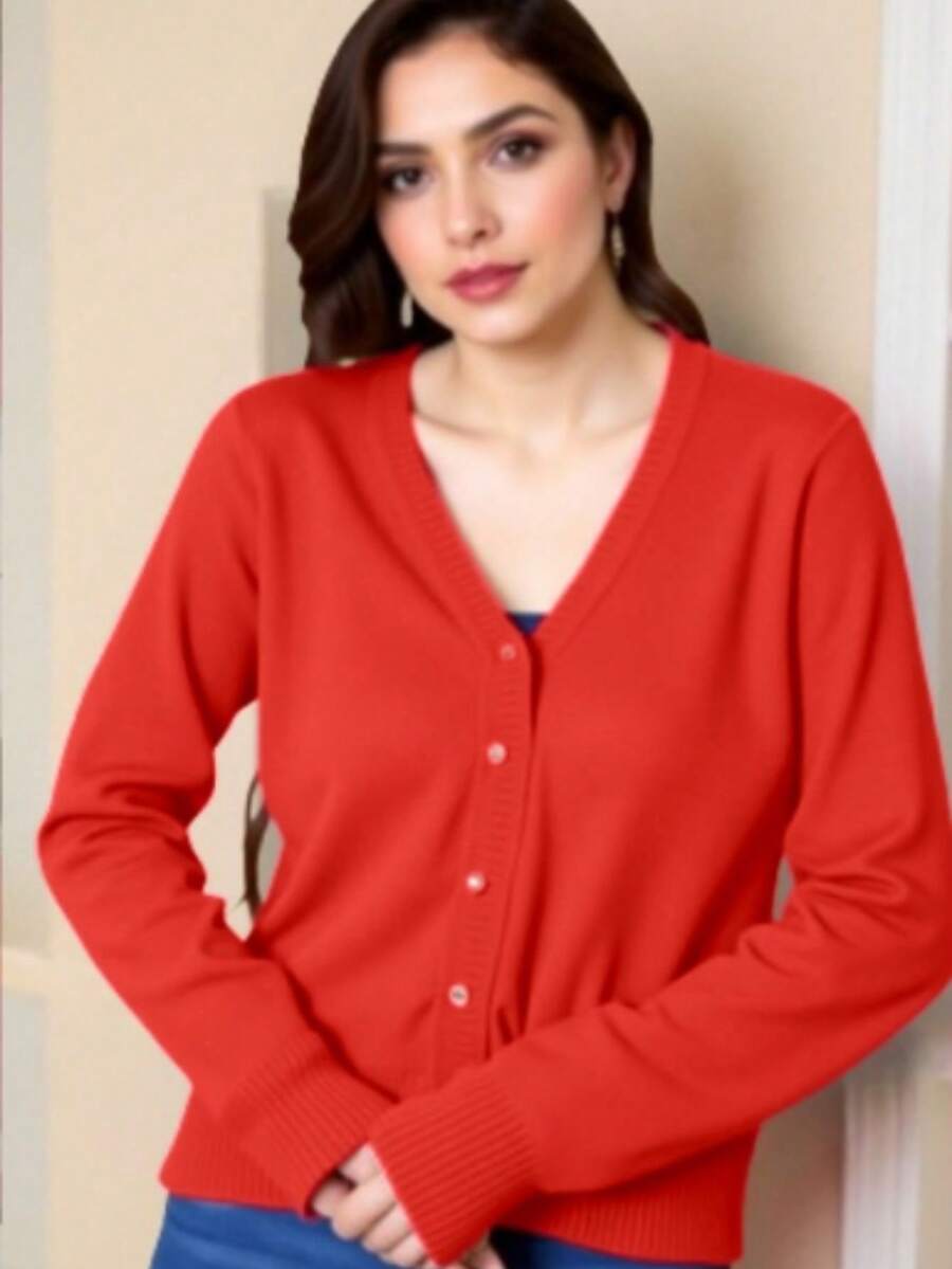 Women Cardigans - Red - View 1