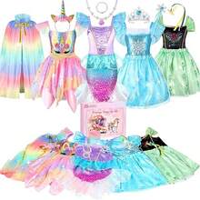 LIMIROLER 5 Theme Princess Dress Up, Princess Dress Up Clothes For Little Girls:, Princess Cosplay Costume, Princess Mermaid Costume, Role Play Costume For Girls, Girls Birthday Christmas Halloween Toys Gifts With Jewelry