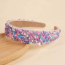 1pc Fashionable Multi-Color Dopamine Rhinestone Pearl Wide Headband, Versatile Hairband For Face Washing, Sweet Heart Decor For Women - Multicolor - View 10