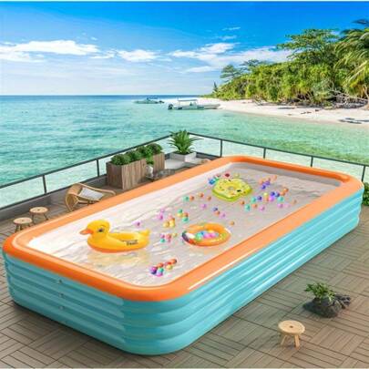 Piscina inflável familiar extra grossa de 102,3 polegadas/118,1 polegadas para adultos - resistente e durável, fácil e rápida de montar, adequada para festas de verão, feriados e reuniões familiares, entretenimento e relaxamento ao ar livre