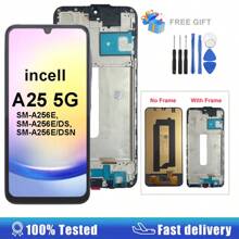 Incell Compatible With Galaxy A25 5G A256 LCD Display Touch Screen Digitizer Assembly Compatible With Galaxy A15 5G A156B With Frame A35 A55 Screen Replacement Parts