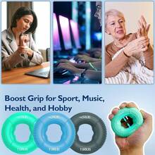 Grip Strength Trainer, Finger Exerciser, Forearm Strengthener 9-Piece Kit, Hand Grip Strengthener Targeted Strength, Relief & Recovery - Green - View 5
