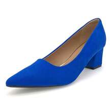 1 Pair  Plain  Workwear Style  Microfiber Leather  Plain / Plain Toe    Women Mid-Heeled Pump Shoes  Party  Office  Wedding  School  Holiday  Vacation  Outdoor  Home  All Seansons  Wide Width  All Day Wear  Cushioned Latex Insole - 寶藍色 - 查看 6