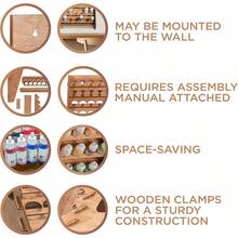 Vallejo Paint Rack Organizer With 72 Holes For Miniature Paint Set Wallmounted Wooden Craft Paint Storage Rack Craft Paint Holder Rack 16x5.2x12.6 Inch Brown - Wooden - View 4