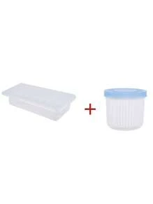 1pc Kitchen Fridge Storage Box For Fish Meat, With Lid, Plastic Rectangle Freezer Container To Keep Food Fresh And Drain Water