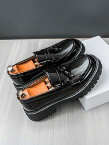 Giày lười nam tua rua trang trí, giày công sở bóng loáng phong cách Anh cổ điển, giày công sở & giày cưới phong cách Old Money Chic mùa thu - A - Xem 14