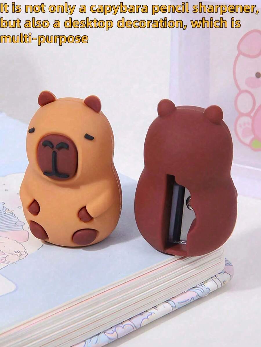 2个可爱泡泡造型手动削铅笔器，颜色和款式随机。卡通手持削铅笔器，适合学校和办公室使用，可用于削铅笔和化妆刷。小巧便携，可用作桌面装饰、学习用品或礼物。深受学生喜爱，是开学必备品。