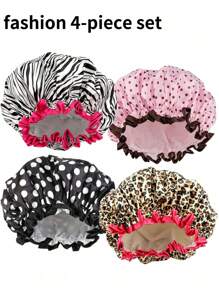 Bonnets de douche imperméables à double couche, bonnets de douche pour les femmes pour le bain, le shampooing et le maquillage. Bonnets de bain de haute qualité réutilisables et portables pour les voyages