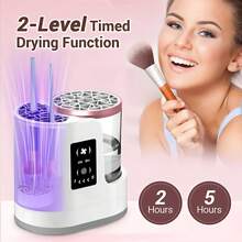 3-In-1 Electric Makeup Brush Cleaner With Brush Dryer, USB Powered Portable Automatic Makeup Brush Cleaning Tool, Slow Rotation, LCD Display, Suitable For Small-Medium Size Beauty Makeup Brushes