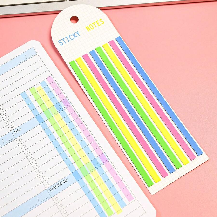 160张薄条标签贴PET索引标签用品开学季学生课本贴纸办公分类标签纸防水便签家用生活用品 - 彩色 - 查看 1