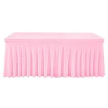 1/2 Pcs Spandex Round Tablecloth With Ruffled Skirt, Suitable For Rectangular Dining Tables, Wrinkle-Resistant And Washable, Elastic Patio Table Cover For Weddings, Bridal Showers, Birthday Parties, Home Decor, Holiday Parties, Themed Events, Banquet Table Decorations