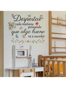 1 miếng dán tường trích dẫn truyền cảm hứng của Tây Ban Nha - Miếng dán PVC tự dính - Thích hợp cho phòng ngủ, nhà hoa, văn phòng, phòng khách, phòng giặt ủi, trang trí nhà cửa & quà tặng & miếng dán trang trí phòng thiết kế hoa bướm miếng dán tường trang trí tường miếng dán tường cá nhân hóa - Nhiều màu - Xem 6