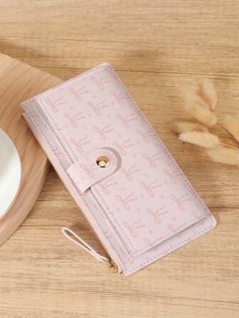 爱心图案多功能折叠长款钱包女士时尚现代商务超薄便携多功能大容量信用卡拉链身份证现金存储商务休闲完美学校大学工作商务通勤教师节返校假期办公室生日情人节礼物女士女性白领大学生，学校宿舍和返校包学校用品