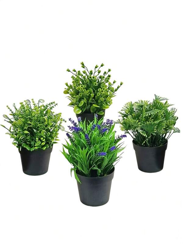 1 Pack Fake Plants Small Artificial Mini Faux Plants Indoor Black Bathroom Accessories For Room Home Office Farmhouse Shelf Decor