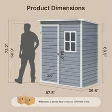 Lofka 5x3 FT Outdoor Storage Shed With Lockable Door, Resin Weatherproof Plastic Garden Shed With Floor & Ventilation, Backyard Shed For Patio, Lawn Tools, Bike, And Toys - Grey - View 4