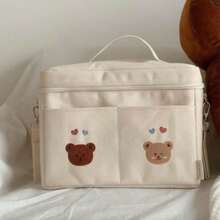1pc Embroidered Multiple Bears Baby Stroller Storage Bag, Insulated Cooler Bag