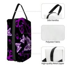 Lila Schmetterling bedruckter Reisetasche + Make-up Tasche Zwei-Teile-Set Tasche für Schule, Schul-Accessoires, Schulsachen
