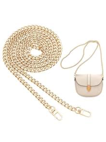 专业级 47 英寸扁平斜挎链带 | 重型锻铁替换带，带 10 毫米加固边缘和 360° 旋转扣 - 通用手拿包/钱包/手提包配件（古金色）