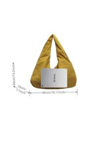 Bolso de tela con un solo hombro, de color liso, de gran capacidad, con múltiples bolsillos y compartimentos - Amarillo - Ver 5