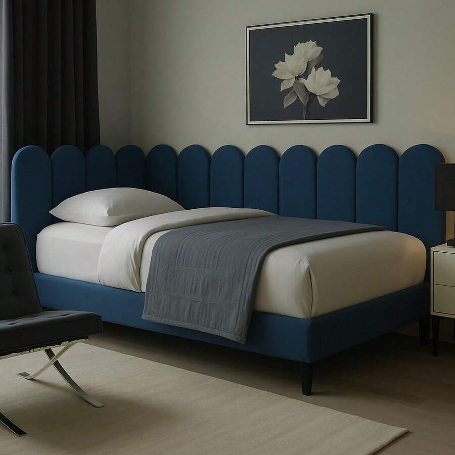Kit Cabeceira Modular Estofada Nuvem Para Cama Solteiro em L - Placa 20x45cm