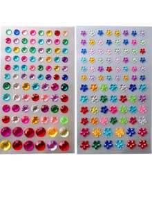 Nayiben 12pcs Colored Rhinestone Stickers, Various Shapes Of Plastic-Made Diamond Stickers, 3d Stereo Beauty Stickers For Makeup, Decorating Hair, Face, Nails, Pendants, And Gifts - Multicolor - View 7