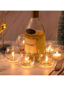 1PC/3pcs/4pcs Vertical Artificial Transparent Glass Four Season Universal Candle Holder Decoration, White Aromatherapy Candle Cup, Suitable For Outdoor Courtyard Decoration, Office Desktop Decoration, Aromatherapy Candle Cup, Room Atmosphere, Wedding, Family Gathering, Party, Confession And Dining Table Decoration, Family Candlelight Dinner Props, And Romantic Atmosphere Decoration All Year Round