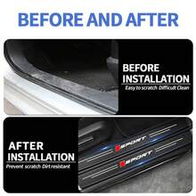 5pcs/Set Car Welcome Pedal Protective Stickers, Car Rear Trunk Sill Plate Anti-Scratch Stickers, Suitable For Mitsubishi And MG Models - Carbon Fiber Color - View 4
