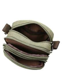 Men's Zipper Design Daily Casual Messenger Crossbody Bag - Army Green - View 11