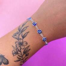 KIT 4 colar com pingente de mau olhado + pulseira + brincos, banhado a prata 925