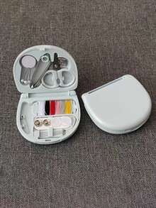 1 Set Portable Pink Mini Sewing Box Small Sewing Kit Multipurpose Sewing Tools Combo Set -- Foldable, DIY Sewing Supplies And Accessories For Travelers And Emergency Clothing Repairs!Travel Bottles Travel Kit Travel Mug Travel Size Travel Toiletry Bag Travelling Organizer Holiday Accessories Travel Kit Set Gift For Travel - Baby Pink - View 10