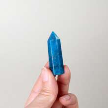 1pc Natural Healing Crystal Blue Apatite Single Point Wand Reiki Polished Gemstone Hexagonal Obelisk Column Home Desk Decoration - Blue Phosphorus Gray Single Pointed Column - View 11