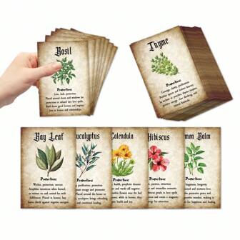 20 piezas Cartas del Grimorio Herbal de la Bruja - Cartas Oracle de Iluminación Botánica, Cartas de Hierbas de Bruja, Magia Verde de Bruja, Referencia de Diario de Boticario, Suministros de Brujería (3.54*2.36 pulgadas)