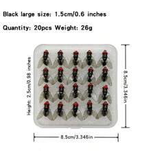 20 pièces Kit de leurres souples pour la pêche à la mouche - Leurres d'appâts artificiels de haute qualité pour la pêche à la mouche - Mouches réalistes, lentes et durables - Convient pour la pêche en eau douce et salée