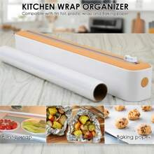1/2pcs Reusable Food Wrap Cutter, Sliding Cutter Dispenser For Plastic Wrap, Kitchen, Restaurant, Supermarket, Wax Paper, Foil Paper, Baking Paper, Parchment Paper, For Packaging Fruits & Vegetables, Home Kitchen Essentials