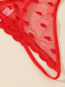 3 Stücke Damen sexy einfarbige süße romantische französische reife charmante elegante Strick-Mesh-Spitzen-Panty-Triangel-String, Frühling/Sommer/Herbst