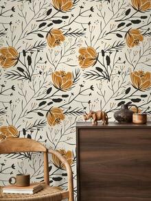Giấy dán tường phong cách Bohemian hoa lá, kích thước 17,7in*6,5/9,8ft, có thể bóc dán, giấy dán tường trang trí nhà cửa, decal trang trí phòng hình cây xanh, tranh dán tường có thể tháo rời. - Nhiều màu - Xem 3