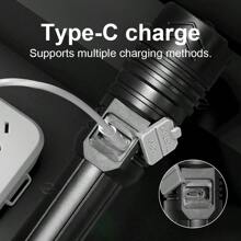 Lanterna Holofote de Longo Alcance XHP50, Bateria de Alta Capacidade de Lítio, Iluminação Multiuso de Longa Duração, Lanterna Portátil para Uso Externo, Caminhada, Patrulha, Trabalho, Carcaça em Resina ABS, LED Pequeno, Acessórios para Camping