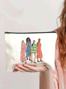 Funny Canvas Organizer Bag, Print Pattern, Thanksgiving Gift, Fashion Multifunctional Zipper Makeup Travel Bag, Perfect Gift For Mom For Daughter, Holiday Gift, Birthday Gifttravel Essentials Vacation Summer Back To School School Stuff Bag For School Travel Bag For Women Makeup Bag For Travel