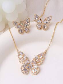 1 Set Middle Eastern Fashion New Exquisite Butterfly Jewelry Set For Women, Suitable For Daily, Party And Gathering Wear - Necklace Set - View 9