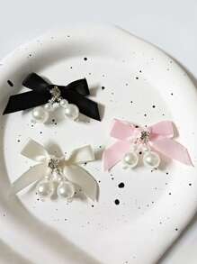 2pcs Hand-Sewn Pearl Bow DIY Accessories Fresh Ribbon Bow Decoration Creative Clothing Shoes Hat Hairpin Accessories