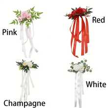 2/4/6 piezas de Flores Artificiales, Decoración de pasillo de boda con silla de artificial Rosas, Decoración elegante de banco de iglesia, Adecuado para ceremonia de boda, recepción, Navidad, Día de San Valentín, banquete, cumpleaños, fiesta y ocasiones especiales