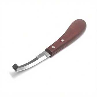 1pc Right-Handed Double-Edged Hoof Knife With Rubber Wood Handle, Farrier Tool