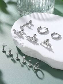 CASSIECA CASSIECA 1 Stück 16 Gauge Knorpel Ohrringe für Frauen, flacher Stecker - Hypoallergen, chirurgischer Edelstahl Stud Hoop Knorpel Ohrring Set für Daith, Concha, Tragus, Helix Piercings, Einzelstück