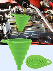 Entonnoir pliant et portable en silicone, convient pour changer l'huile et l'essence dans les voitures, camions et motos (vert néon)