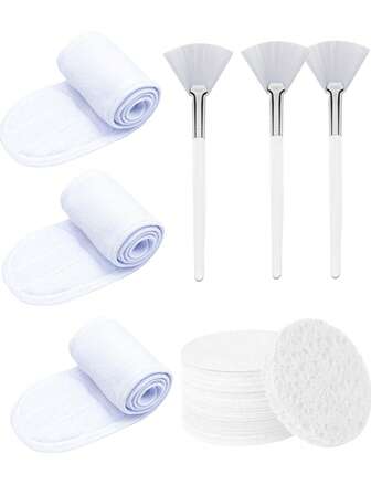 9 قطع/6 قطع/3 قطع مجموعة العناية بالبشرة، عصابة للرأس سهلة الإمساك للغسل والتسريح للأطفال، فرشاة بشكل المروحة، فرشاة قناع الوجه، مناسبة للعناية ببشرة المرأة، وسادات مازحة لإزالة المكياج للتنظيف