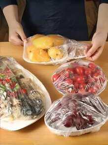 1 pachet/3 pachete Folie de plastic de dimensiuni mari, capac pentru alimente îngroșat de unică folosință, fără rupere, potrivit pentru tăvi de fructe, farfurii, boluri și pungi de conservare pentru vase.